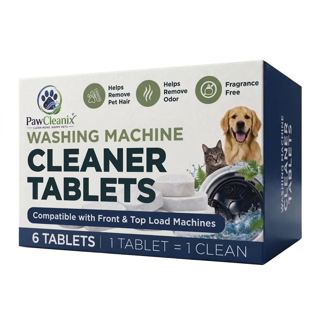 PawCleanix Washing Machine Cleaner Tablets — 6 pack, fragrance free, dye free, phosphate free