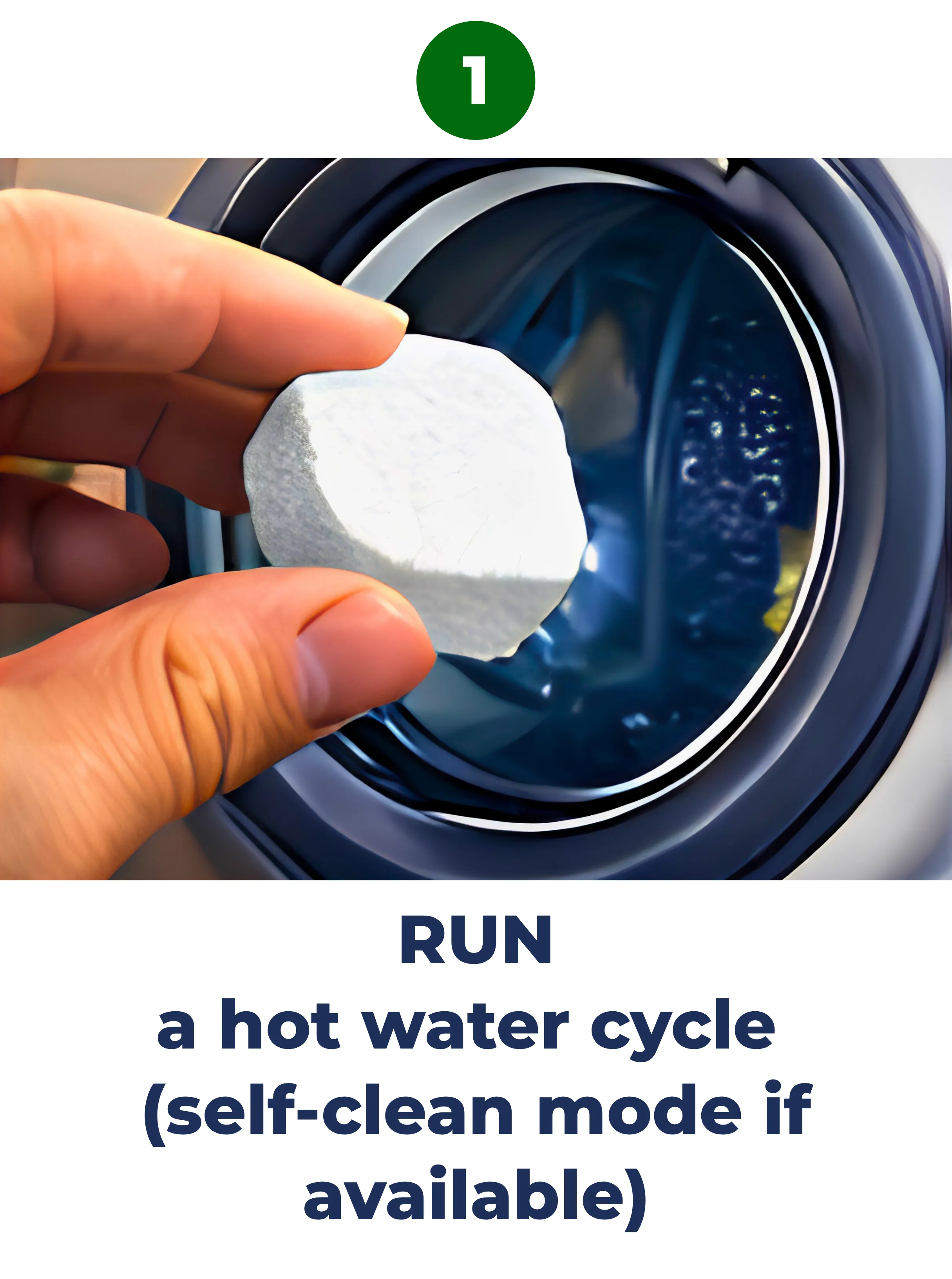 Step 1 — Place 1 tablet directly into the empty drum