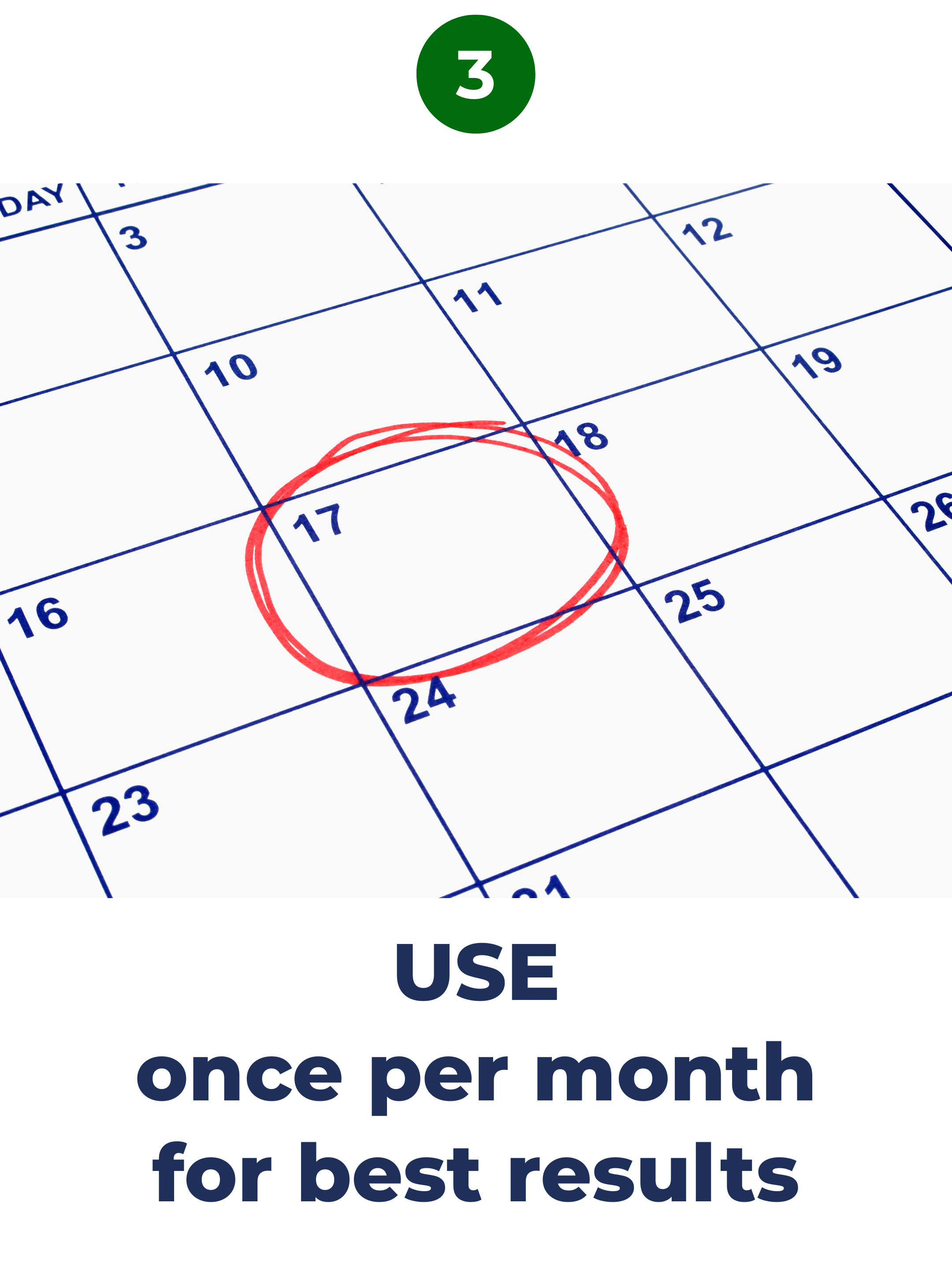Step 3 — Use once per month for best results